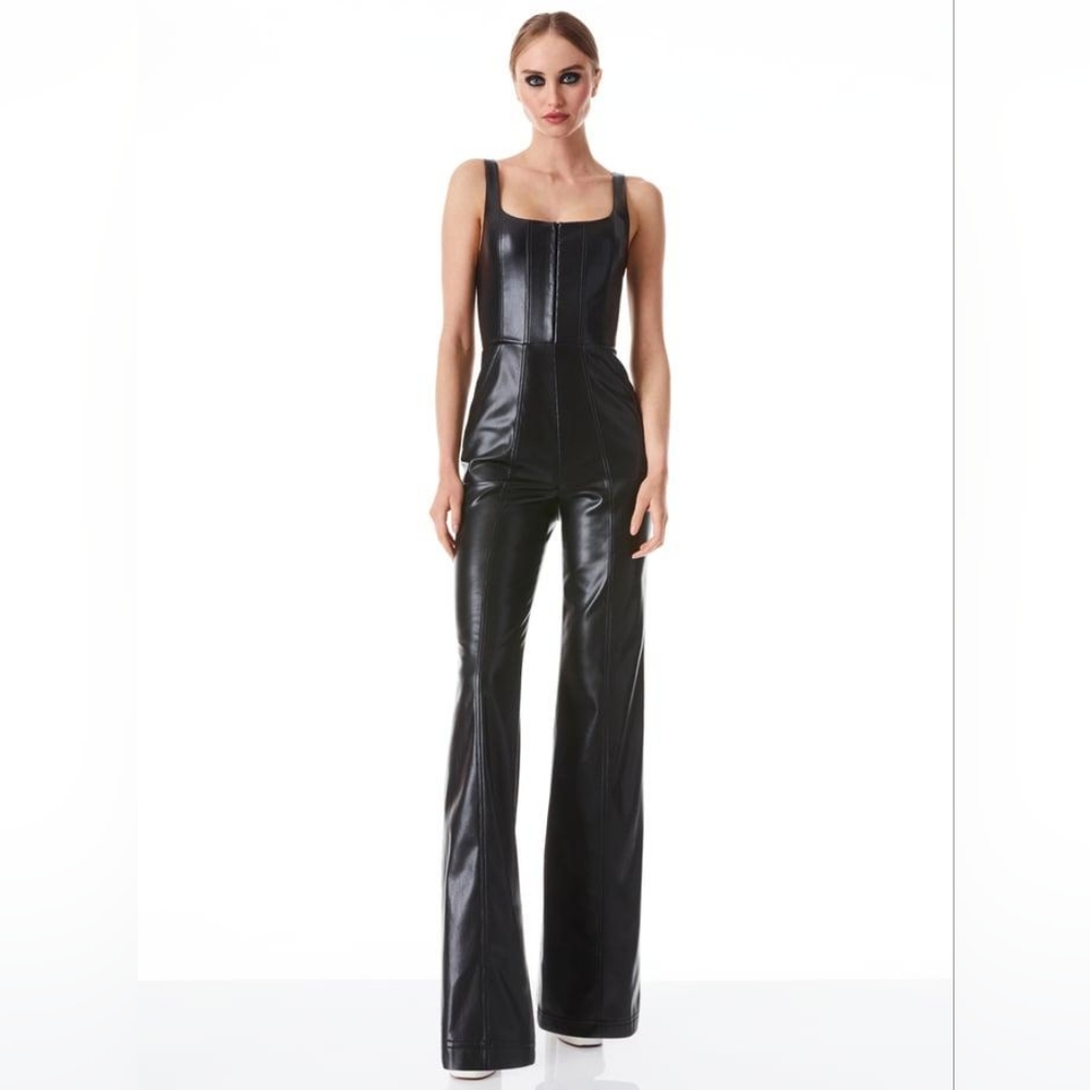 Alice + Olivia Chels Vegan Leather Jumpsuit